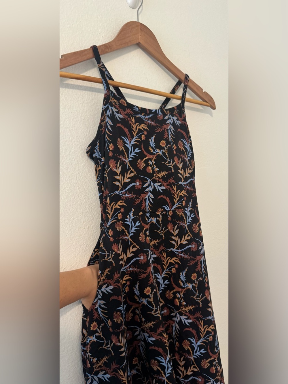 Pact Organic Cotton Fit & Flare Midi Dress Black Whimsical Floral Everyday XS - Picture 3 of 10